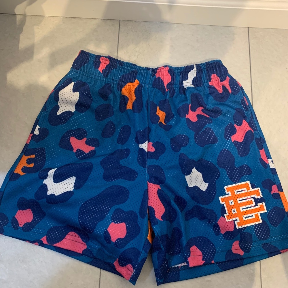 EE Blue leopard print shorts